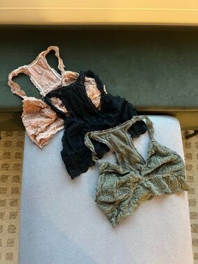Lace Bralette Set - Black, Blush, Olive